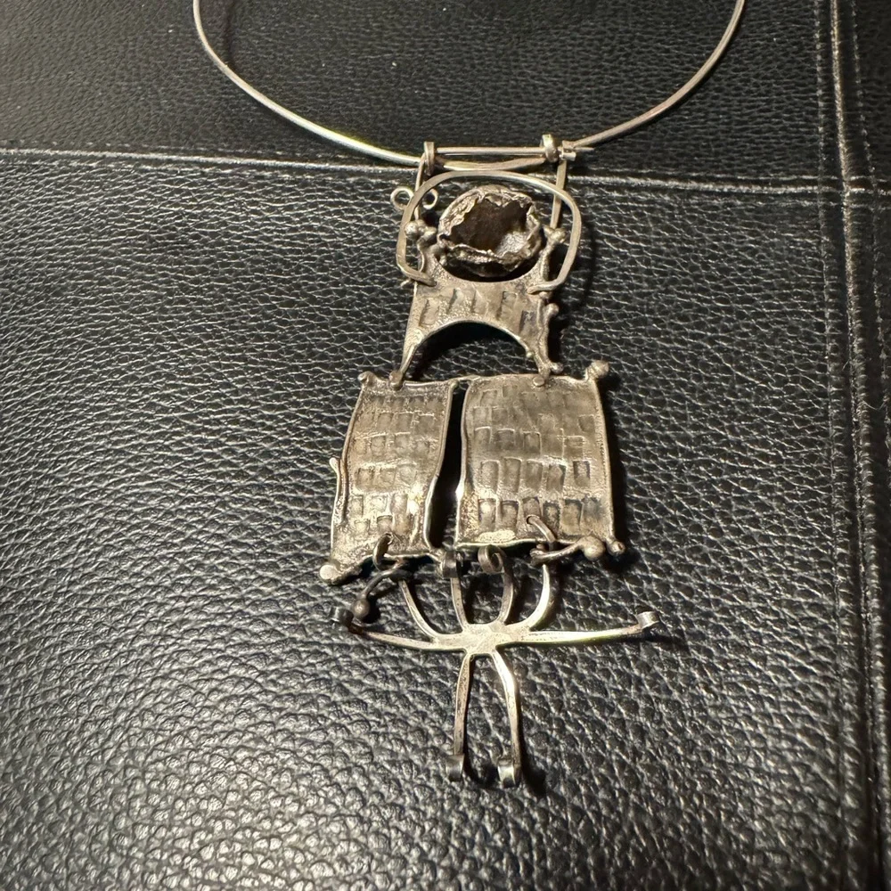 VTG Silver Stamped STERLING Statement Necklace Chocker - Picture 2 of 4